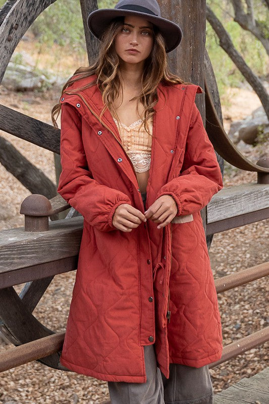 Quilted Free People Style Hooded Jacket