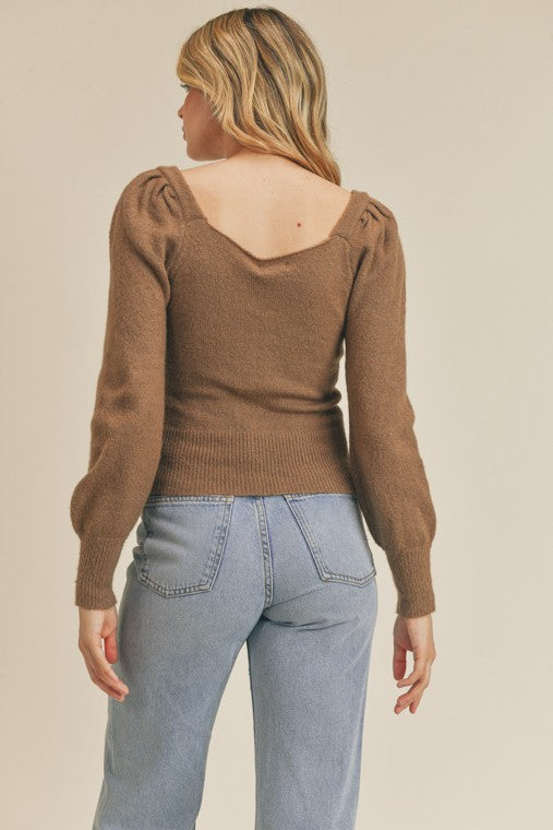 Ruched Long Sleeve Knit Top