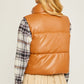 Faux Leather Relaxed Fit Puffer Vest
