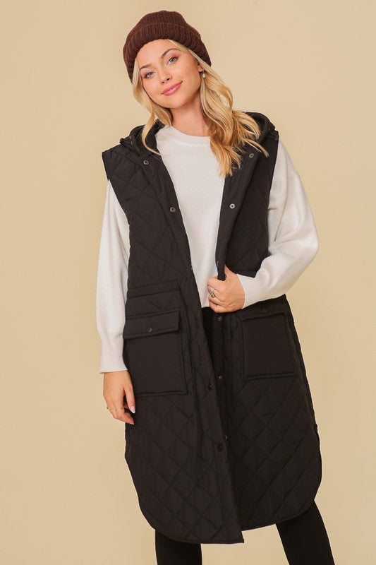 Oversized Hooded Lightweight Puffer Vest Jacket