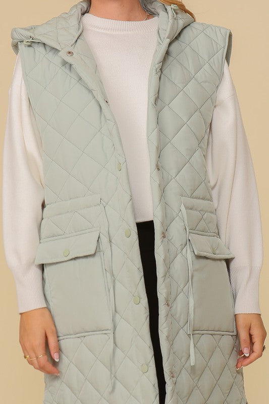Oversized Hooded Lightweight Puffer Vest Jacket