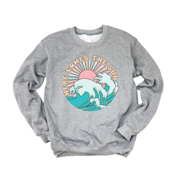 Here Comes The Sun Wave Graphic Crewneck Sweatshirt