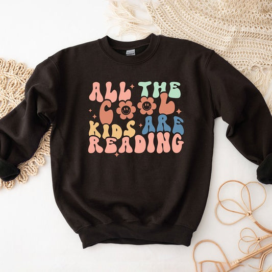 Cool Kids Are Reading Colorful Graphic Crewneck Sweatshirt