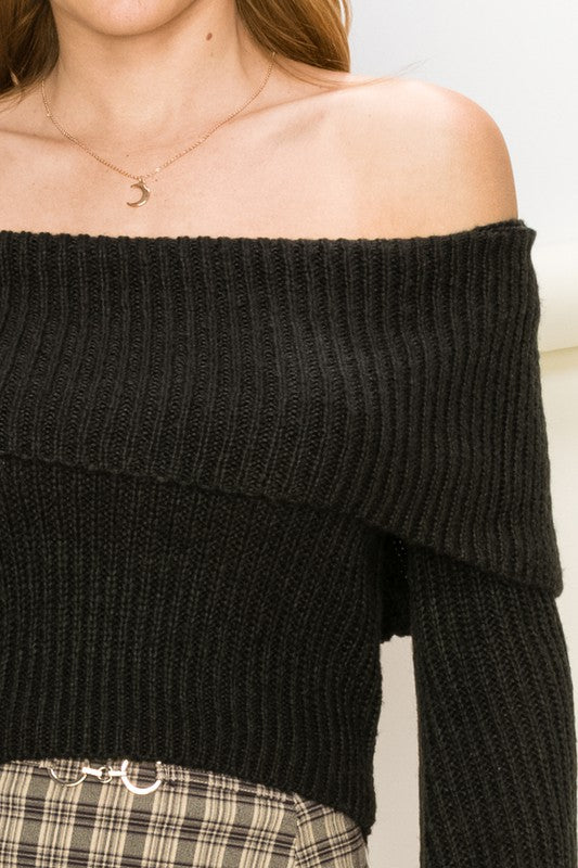 Ribbed Off-Shoulder Sweater