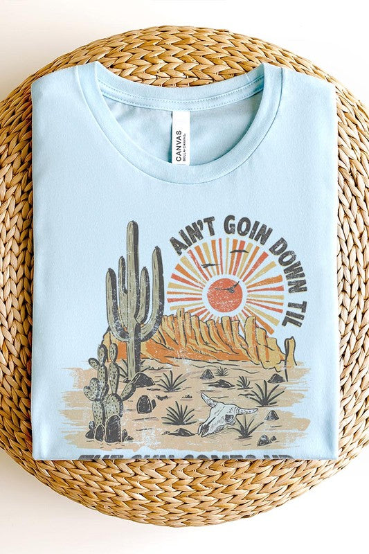 Ain't Goin Down Til The Sun Comes Up Desert Cactus Graphic Short Sleeve Tee