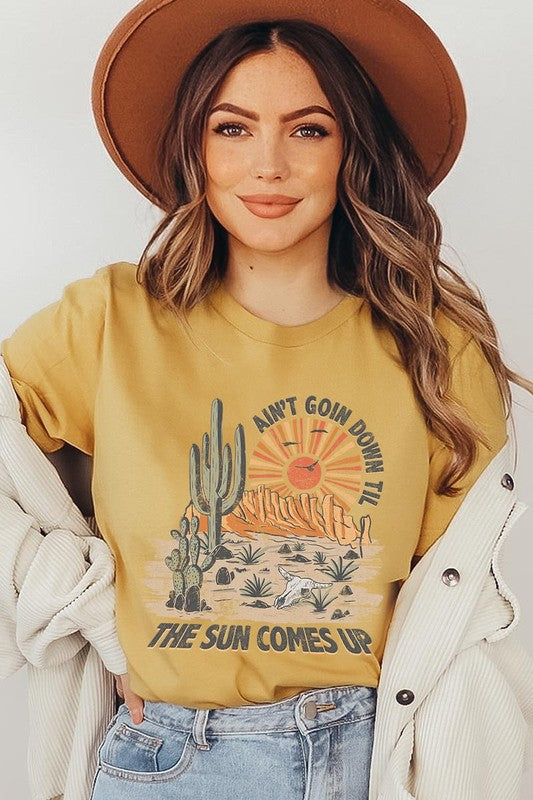 Ain't Goin Down Til The Sun Comes Up Desert Cactus Graphic Short Sleeve Tee