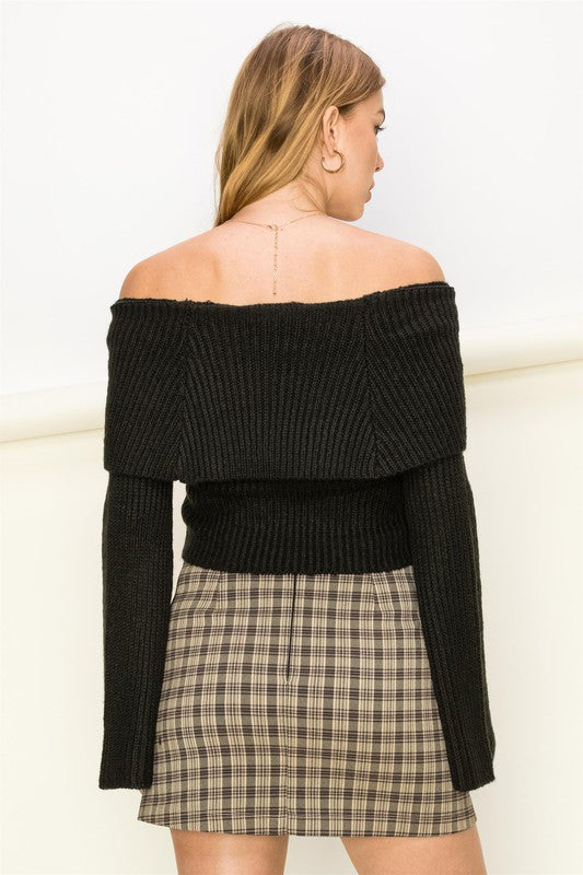 Ribbed Off-Shoulder Sweater