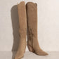 Western Knee High Chunky Heel Boots
