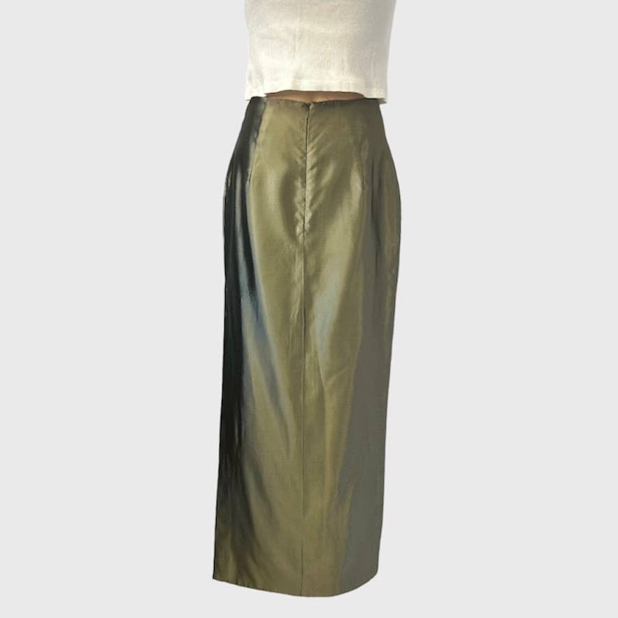 VINTAGE Y2K SHIMMERY METALLIC MAXI SKIRT - SIZE SMALL